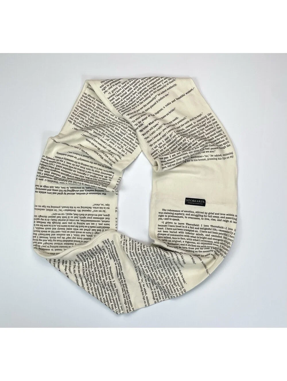 Storiarts Jane Eyre Book Scarf Literary Infinity Jersey Knit Cream